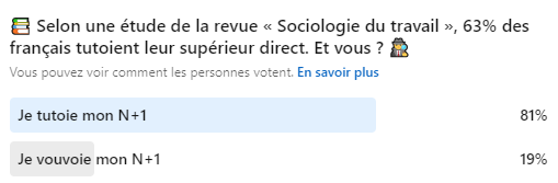 Sondage tutoiement en entreprise