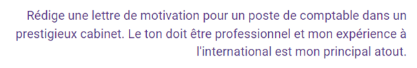 Lettre de motivation comptable demandée  à ChatGPT