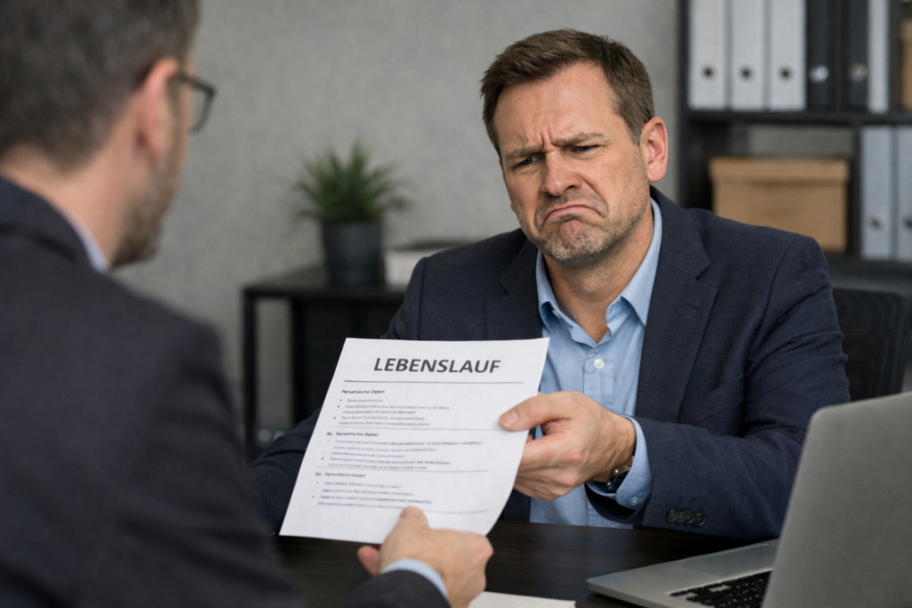 Ein Arbeitgeber ist über einen Lebenslauf unzufrieden